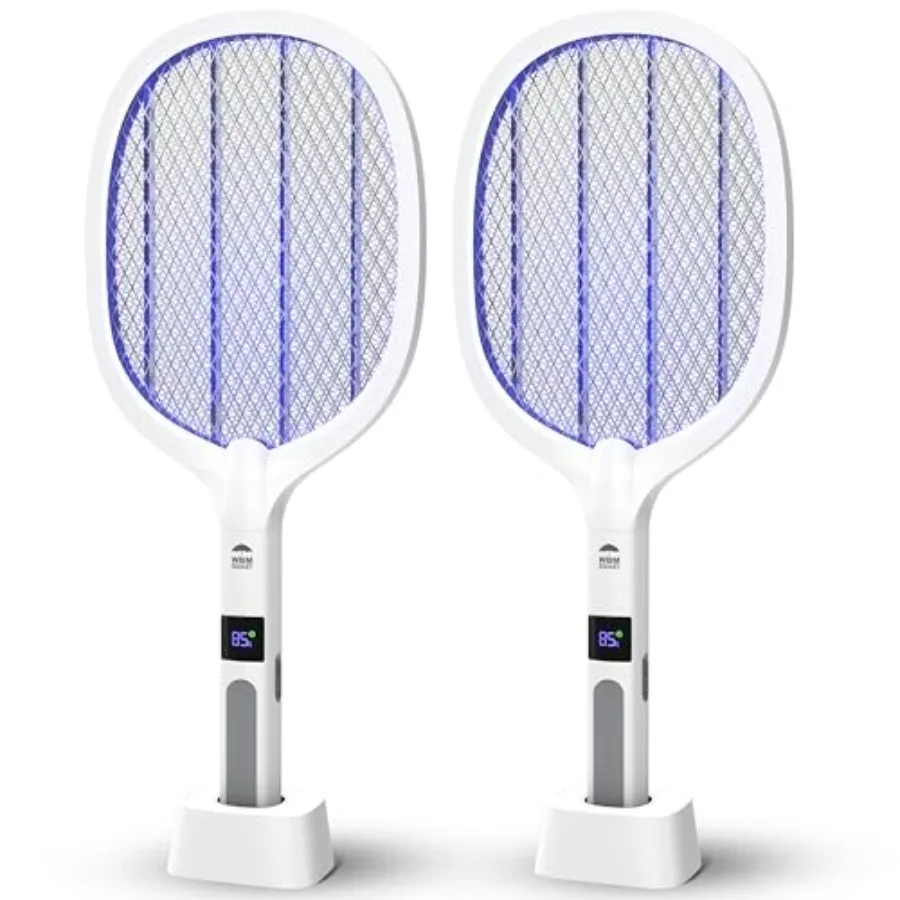 2 in 1 Electric Bug Zapper, Mosquitoes Trap Lamp and Racket, USB Rechargeable Electric Fly Swatter for Home and Outdoor Powerfu