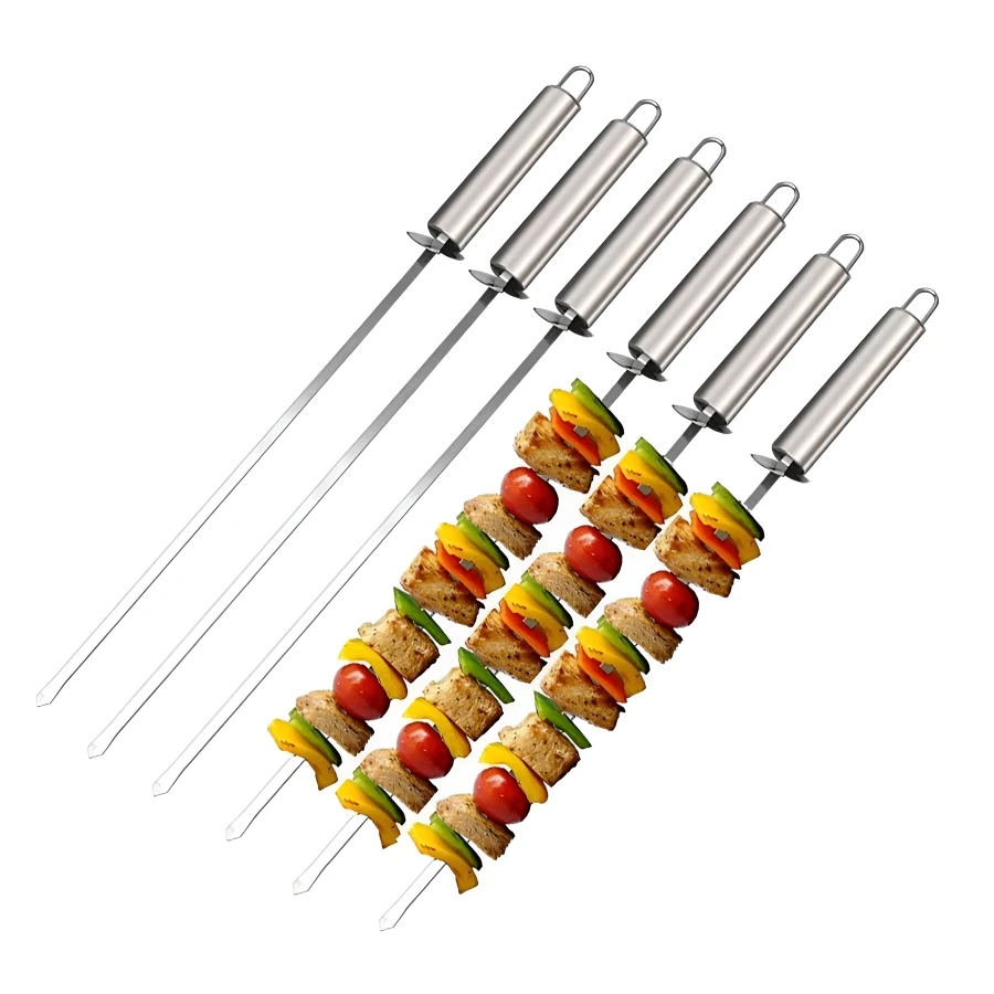 Skewers for Grilling,Stainless Steel Flat Long Kebab Skewers,Reusable Grill BBQ Barbecue Sticks for Meat Chicken Vegetable