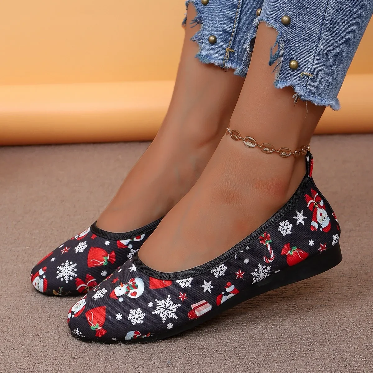 

Printed Flat Loafers for Women Shoes Autumn New Shallow Soft-soled Female Walking Shoes Outdoor Comfortable Women's Casual Shoes