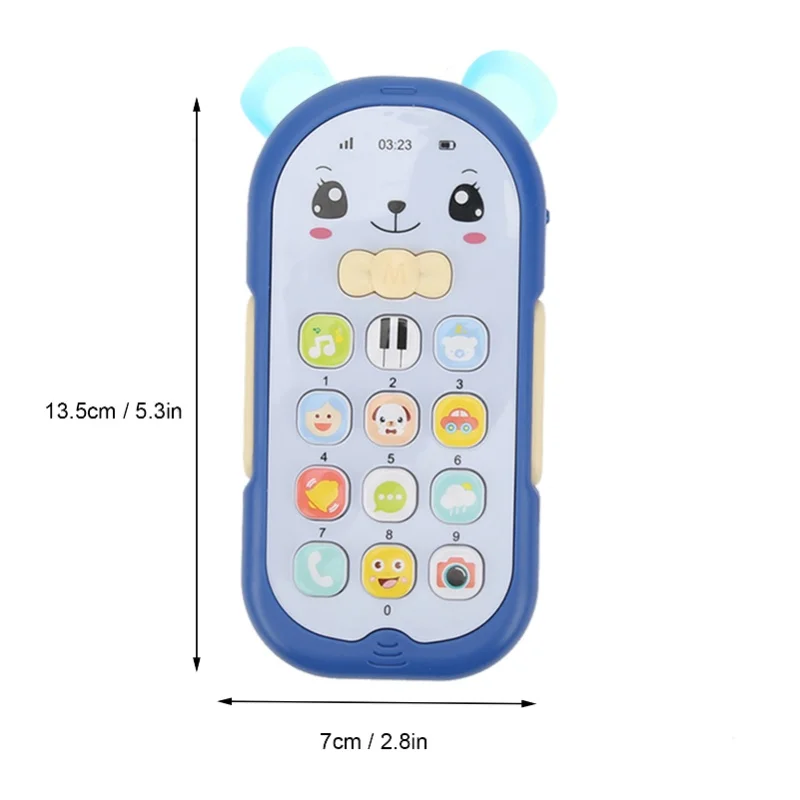 Babytelefoon Speelgoed Simulatie Telefoon Muziek Geluid Lichteffect Kinderen Mobiele telefoon Speelgoed Blauw