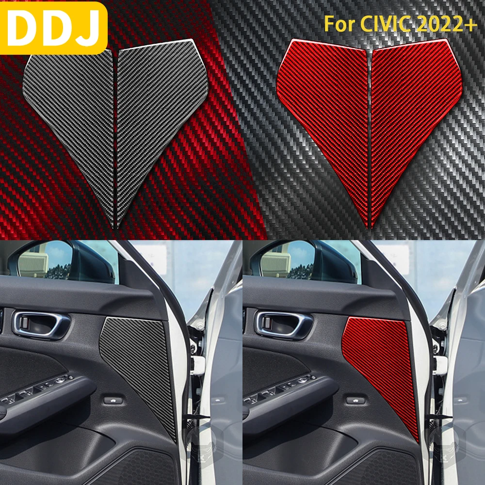 

For Civic 2022 Accessories Carbon Fiber Car Interior Front Inner Door Panel Trim Sticker Decoration