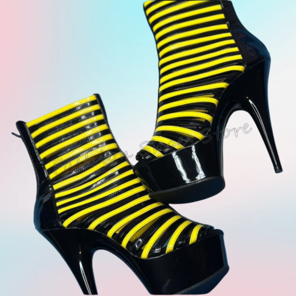 

Black Yellow Back Zipper Platform Sandals Fashion Women Shoes Stilettos High Heels Party Banquet Dating 2025 Zapatos Para Mujere