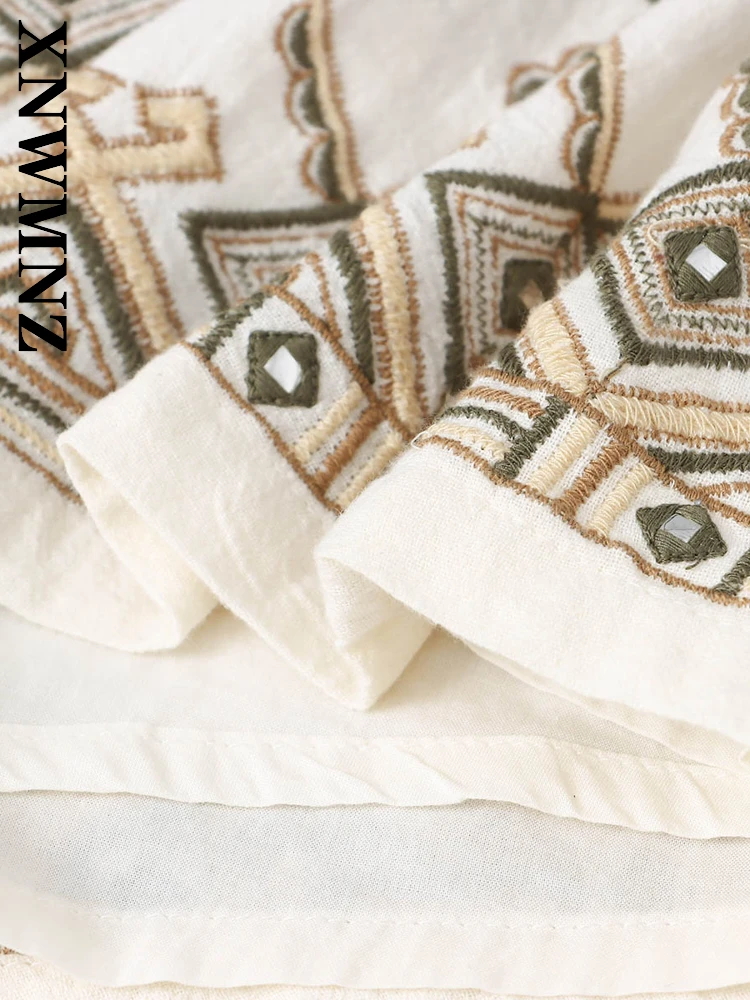 XNWMNZ 2025 Summer New Product Women Clothing Fashion boho embroidery Shorts Holiday Chic Lady Bottoms