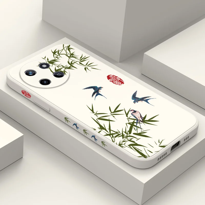 

Bamboo Forest Bird Phone Case For OPPO Realme 11 10 9 9i 8 8i 7 Pro Plus C35 C21Y C25Y C25 4G 5G Liquid Silicone Cover