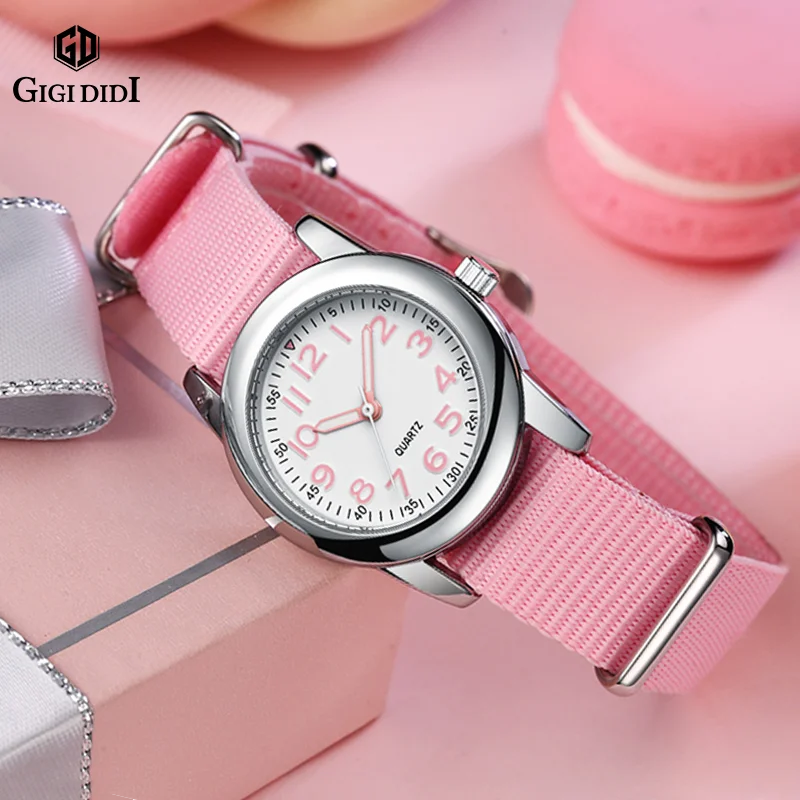 2024 Fashion Kids Cute Children Watch Nylon Strap Quartz Watches Kid Girls Clock Children Watch Gift relogio infantil New