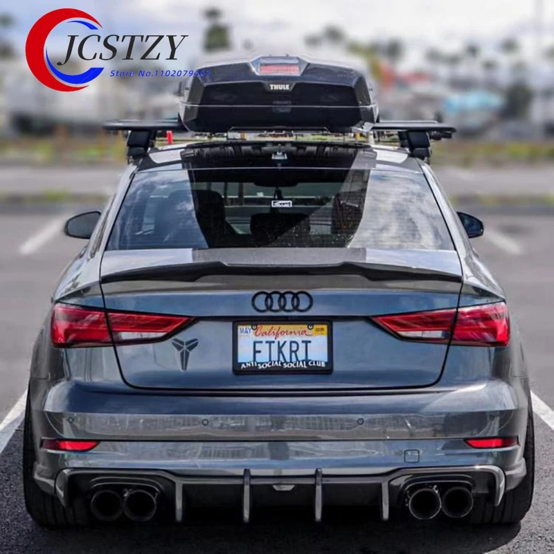 JCSTZY Spoiler Wing For Audi A3 S3 RS3 2014 - 2018 High Quality ABS Rear Roof Spoiler  Trunk Lip Boot Cover Car Styling