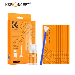 K & F Concept Sensor Kit de limpeza, Embalagem a vácuo e líquido de limpeza, 20ml para câmera DSLR ou SLR, 10pcs