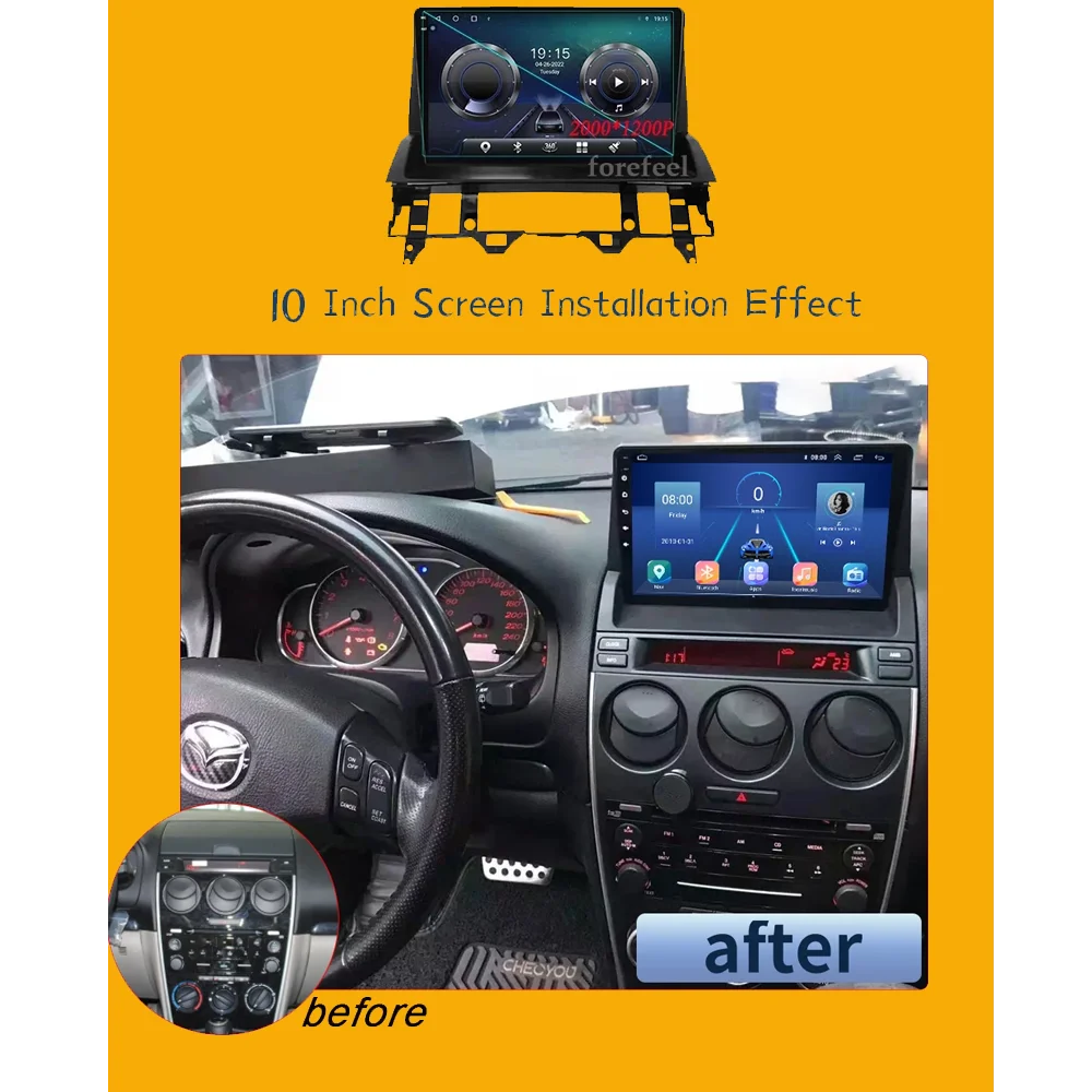 Android 15 для Mazda 6 2002-2008, автомобильный радиоприемник, мультимедийный видеоплеер, GPS-навигация, стерео головное устройство, зеркальная связь, Bluetooth 2 din