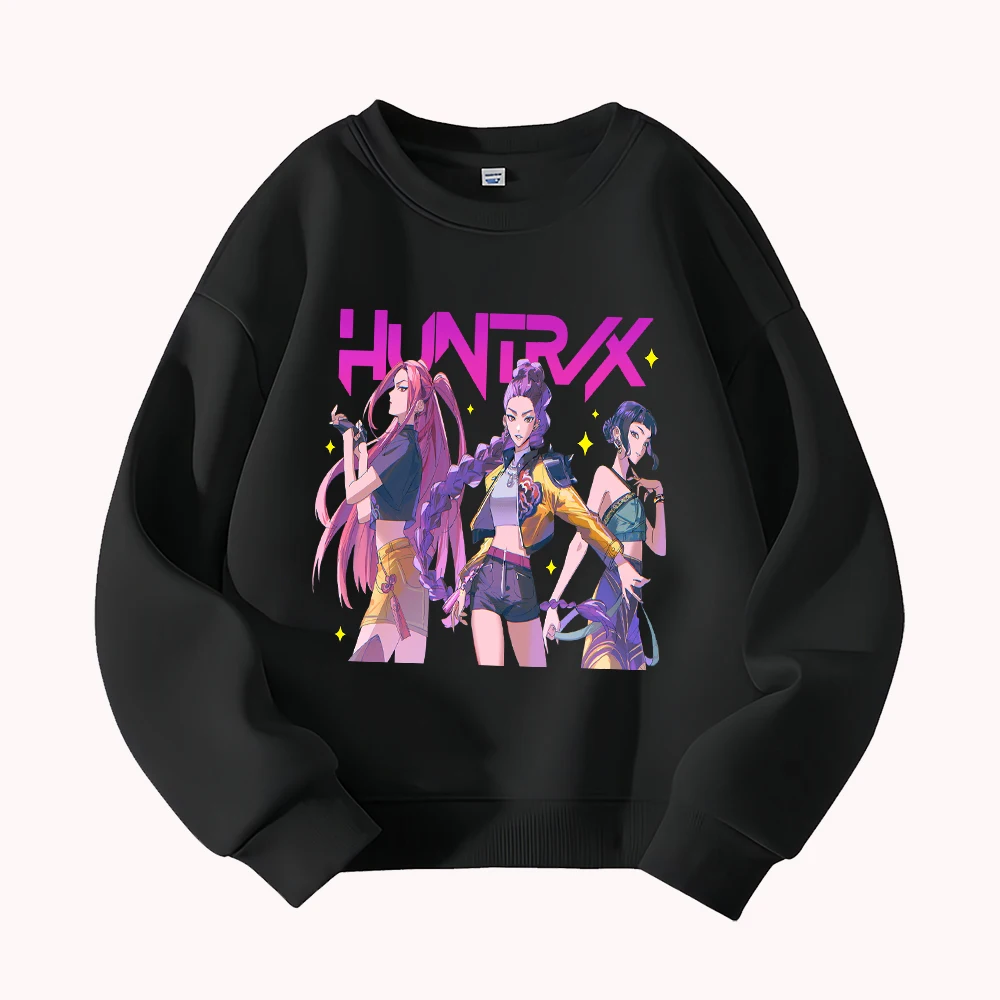 HUNTRX الفتيات الجرافيك البلوز المرأة عارضة جولة الرقبة طويلة الأكمام البلوز أزياء أنيمي المطبوعة أعلى