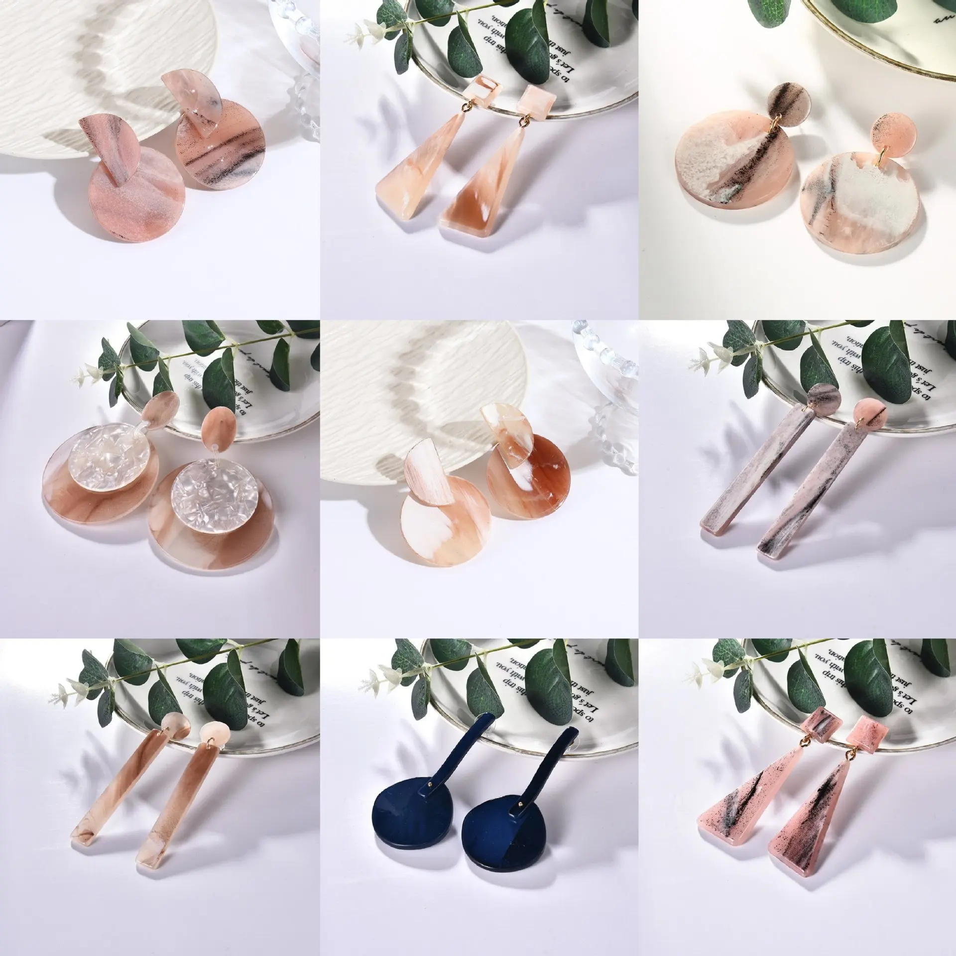 DIY accessories Light luxury high-end acrylic geometric contrasting color earrings INS wind color versatile temperament female f
