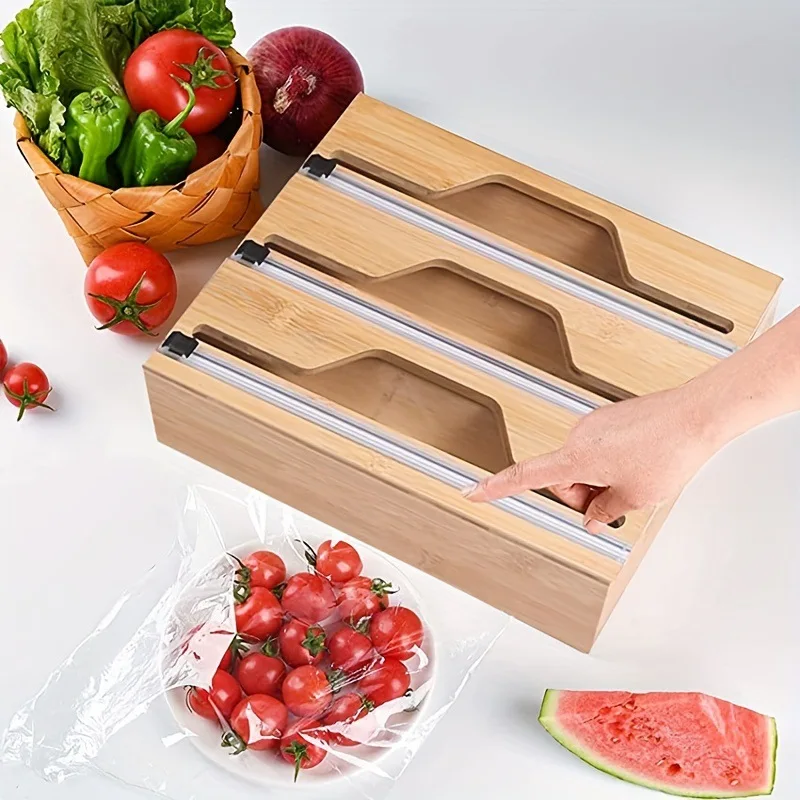 Kitchen Hanging Cling Wrap Dispenser Foil Dispenser Cling Film Cutter Plastic Wrap Dispenser Foil and Plastic Wrap Organizer