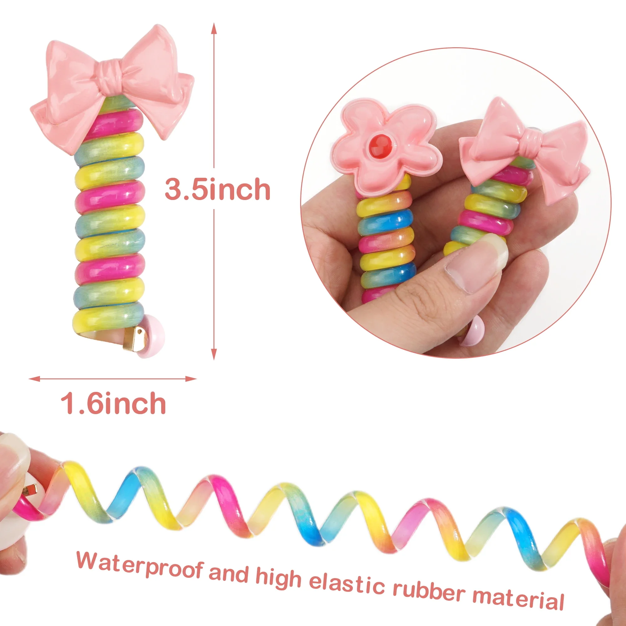 2Pcs Candy Color Telephone Wire Line Elasticity Rubber Band Elastic Hairbands Hair Rope For Kid Scrunchy Headbands Gum Spring