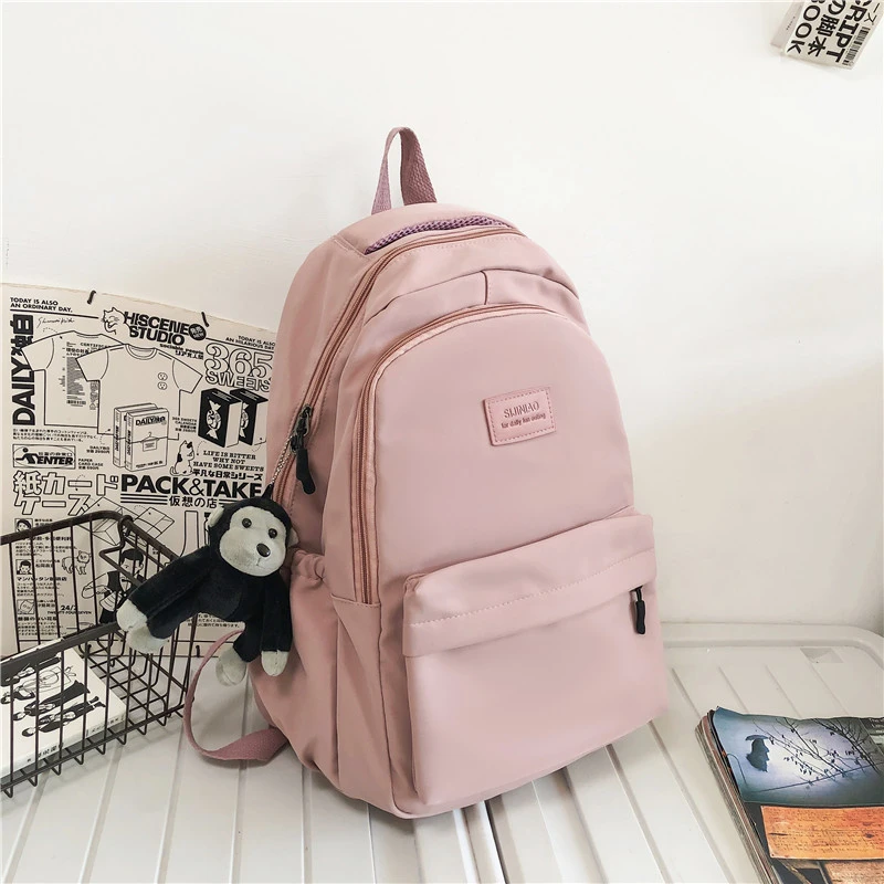 Women Backpack Solid Color Female Multi-pocket Casual Woman\'s Travel Bag High Quality Schoolbag for Teenage Girl Book Knapsack