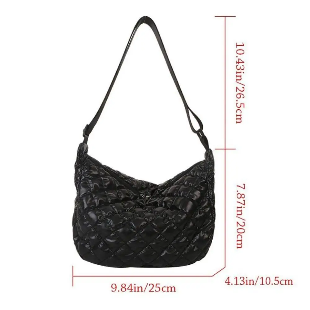 Space Cotton Shoulder Bag Simple Square Bag Lattice Pattern Shoulder Bag for Women All-match Cloth Handbag Girls