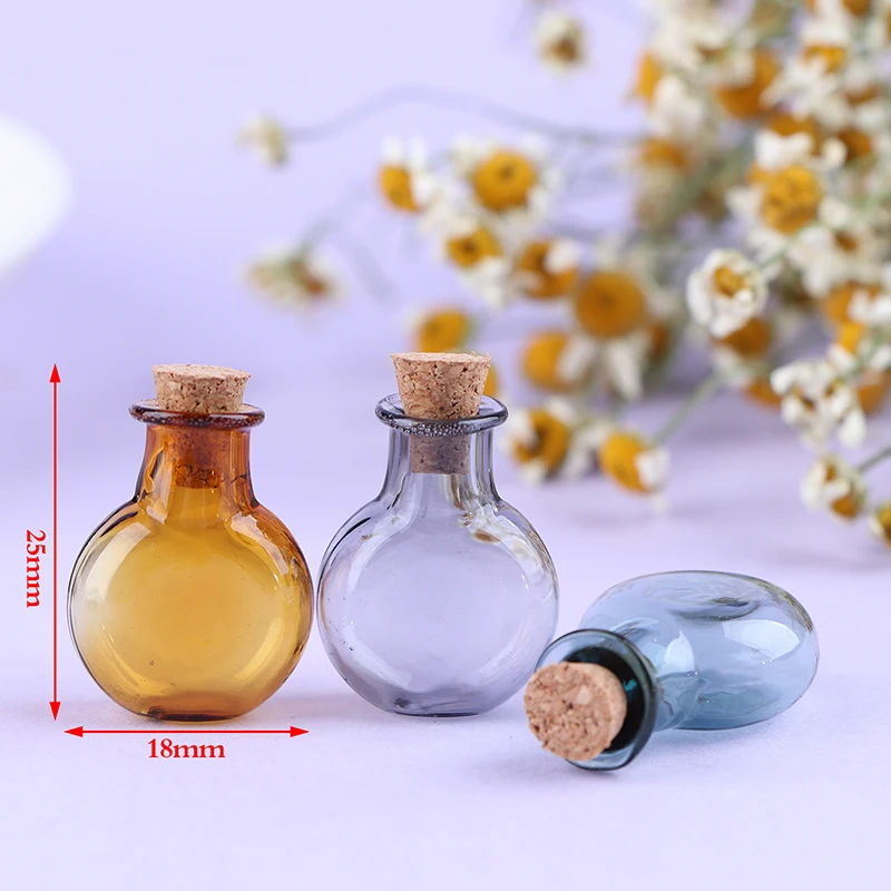 Hot Sale 2Pcs 1:12 Dollhouse Miniature Glass Color Bottles Cork Bottles Tiny Jar Model For Dollhouse Decoration