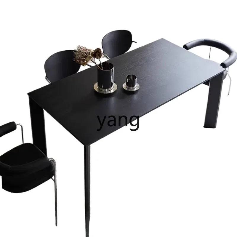 

LMM modern simple solid wood dining table living room household rectangular log dining table and chair combination