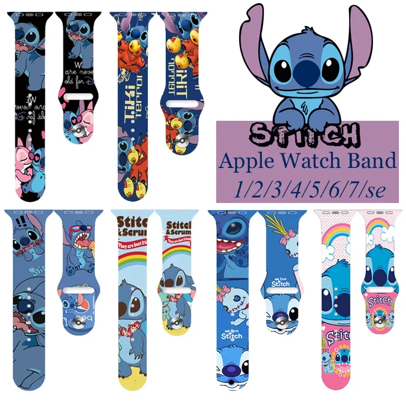 Disney Lilo & Stitch Smart Watch Strap Watch Band 40mm 41mm 44mm 38mm 42mm 45mm Series SE 7654321Silica Gel Watch Band