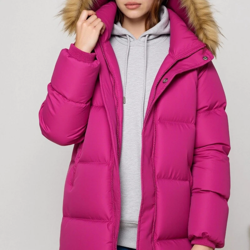 

Мужское и женское утолщенное зимнее пальто средней длины с меховым воротником и капюшоном, осенне-зимняя новая детская одежда 2025 года.