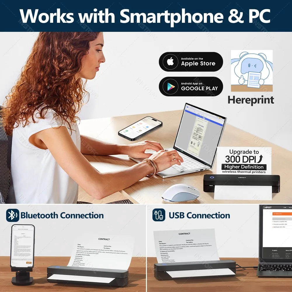 300DPI HPRT A4 ポータブル サーマル プリンター MT610 Pro Bluetooth