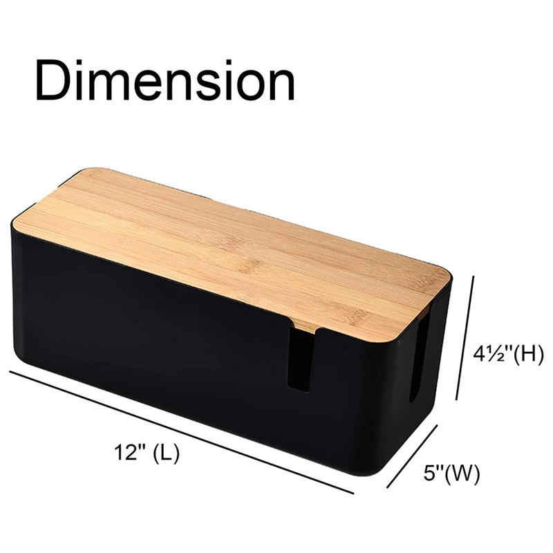 Коробка для прокладки кабеля с бамбуковой крышкой Маленькая коробка-органайзер для кабеля для удлинителя Удлинитель для защиты от перенапряжения