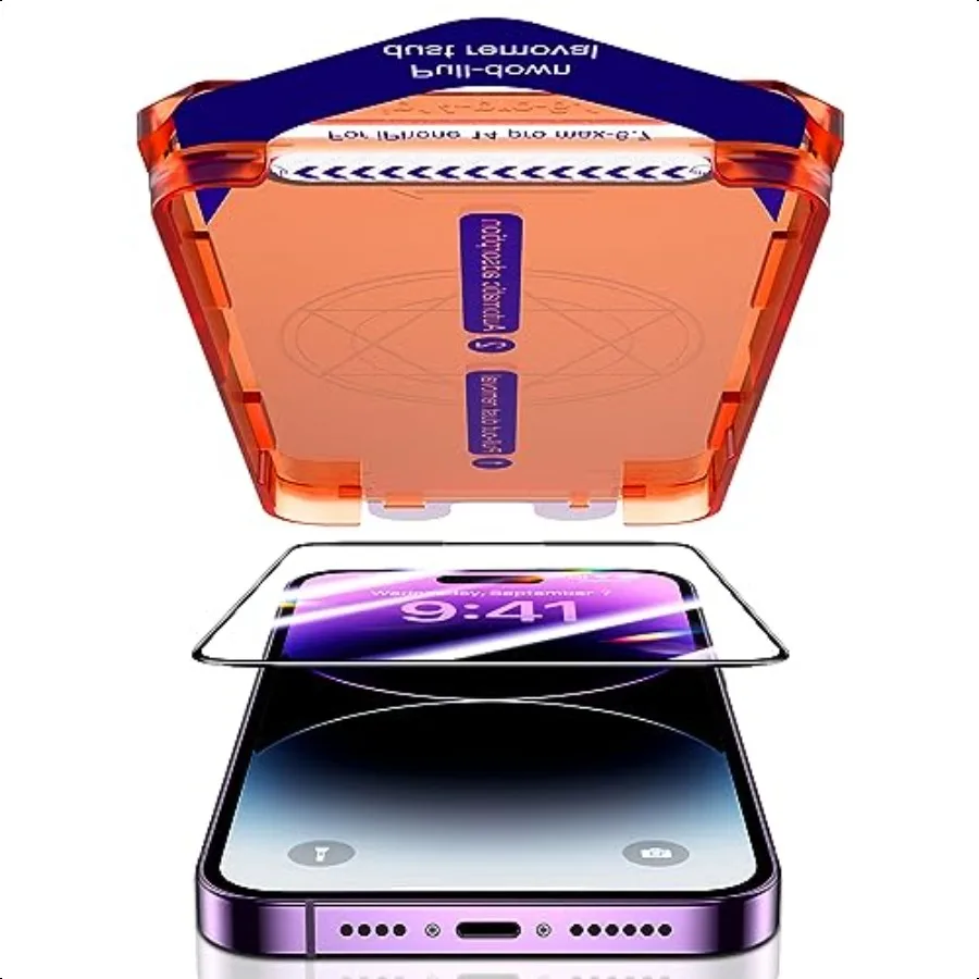 

UniqueMe for iPhone 14 Pro Max Screen Protector 2 PackAUTODUST KIT 10X Anti Scratch [9D Full Coverage] Tempered Glass Film with