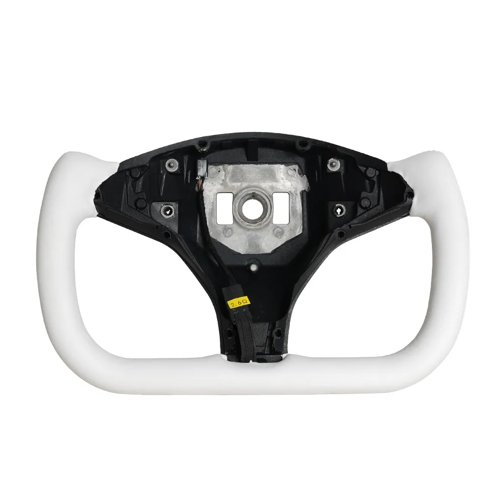

Full Leather Yoke Steering Wheel With Heating Function Fit For Tesla Model X Model S 2014-2020 White Stitching Car Accessories