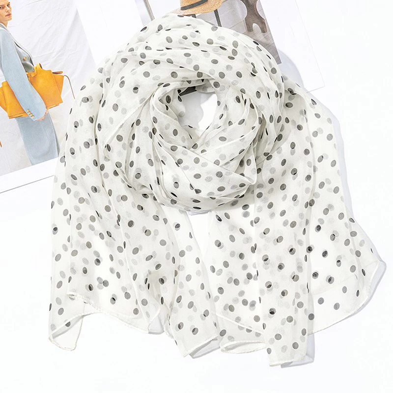 silk-scarf-shanghai-story-mother's-day-gift-women's-summer-polka-dot-print-artistic-shawl-shoulder-cover-mom-style