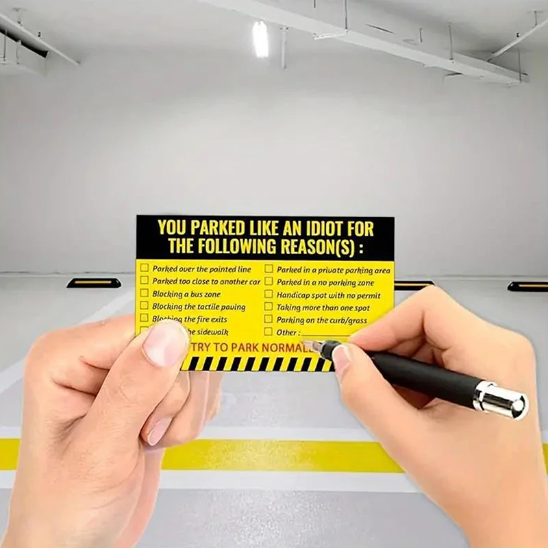 50PCS Bad Parking Cards You Parked Like An Idiot Funny Cardboard Parking Violation Cards With Multi Violation Reasons