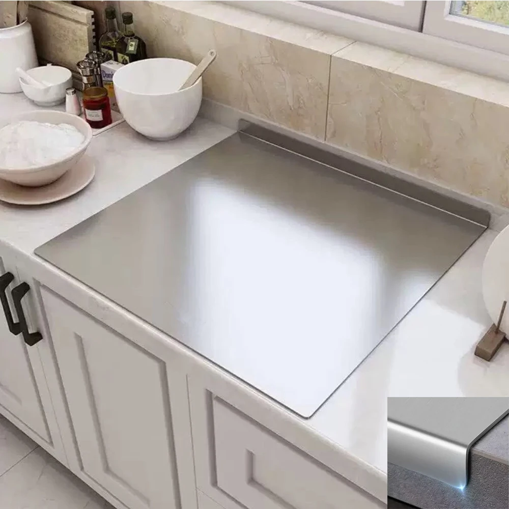 

Разделочная доска из нержавеющей стали, L-образная двойная панель большого размера, многофункциональная домашняя кухонная панель для резки и замеса фруктов
