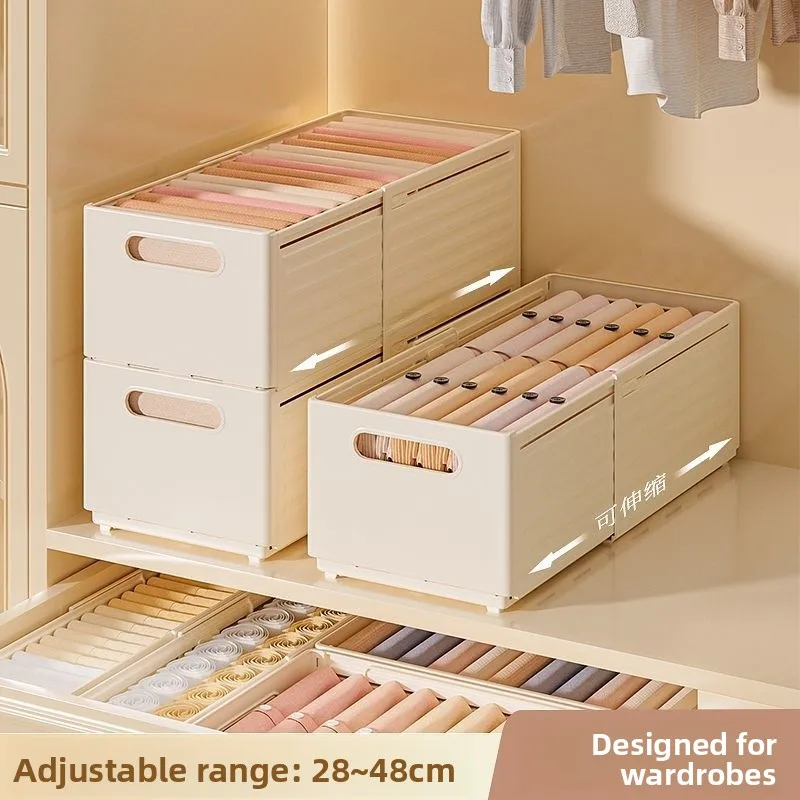 

Expandable Drawer Style Clothing Storage Box Kitchen Dormitory Home Use Wardrobe Organizer Modern Japanese Style Plastic Box