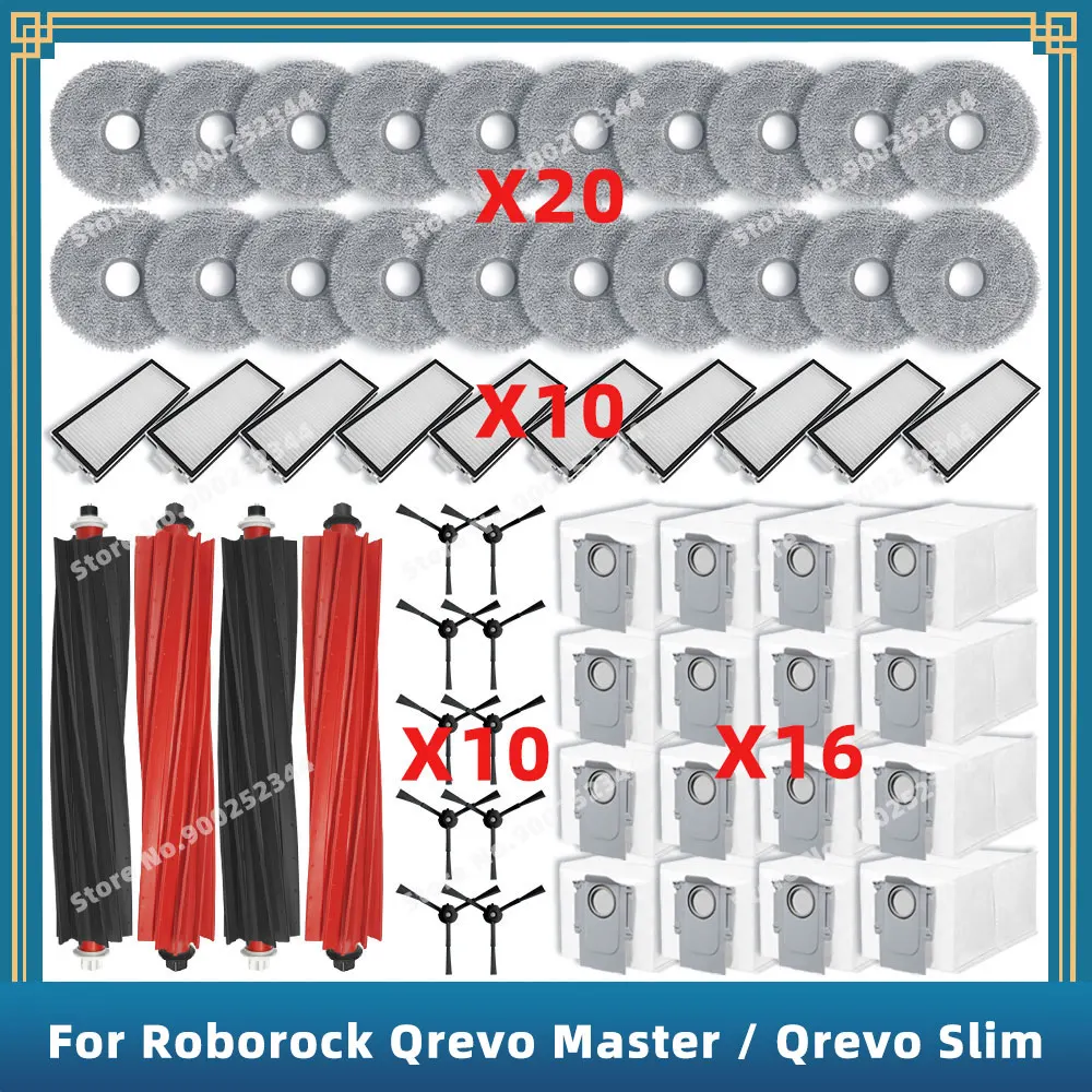 Compatible For ( Roborock Qrevo Master / Qrevo Slim ) Spare Parts Accessories Main Side Brush Hepa Filter Mop Cloth Dust Bag