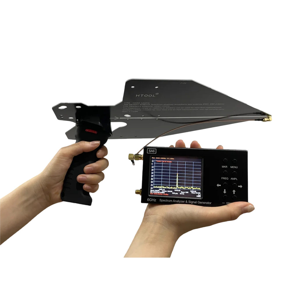 HTOOL HT8 Handvat UWB UHF Log Periodieke Antenne 100 MHz-12 GHz Passieve Directionele PCB Handheld Antenne 50Ω 7-12dBi High Gain SMA