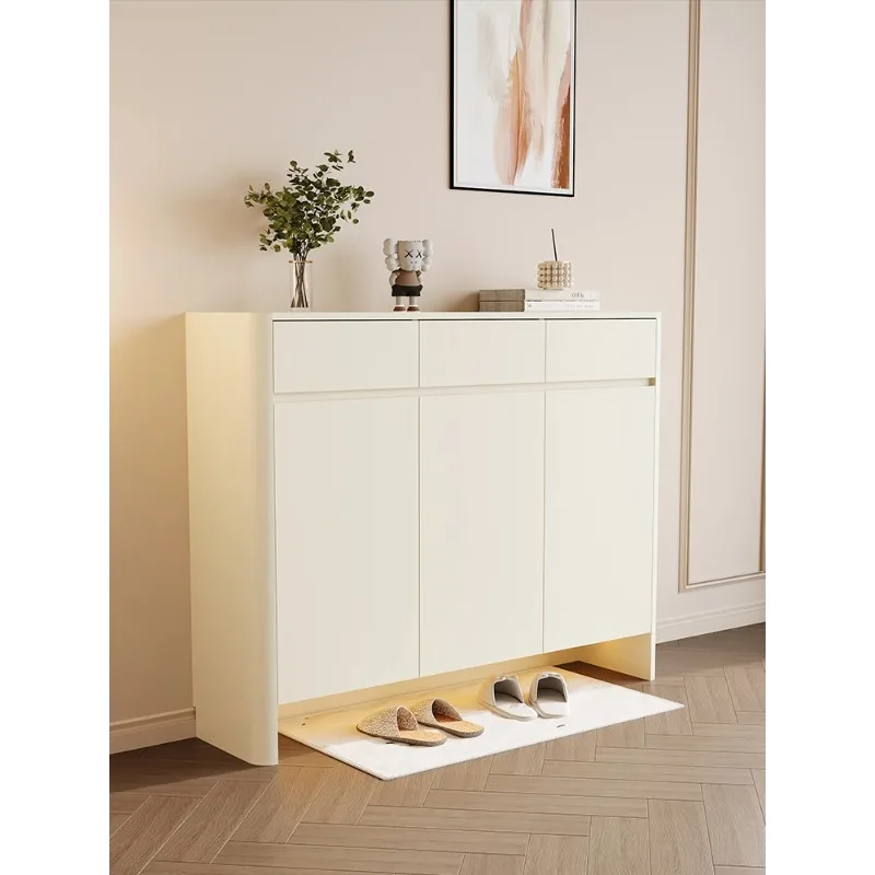 Modern simple cream style shoe cabinet, large capacity light luxury shoe rack for home use