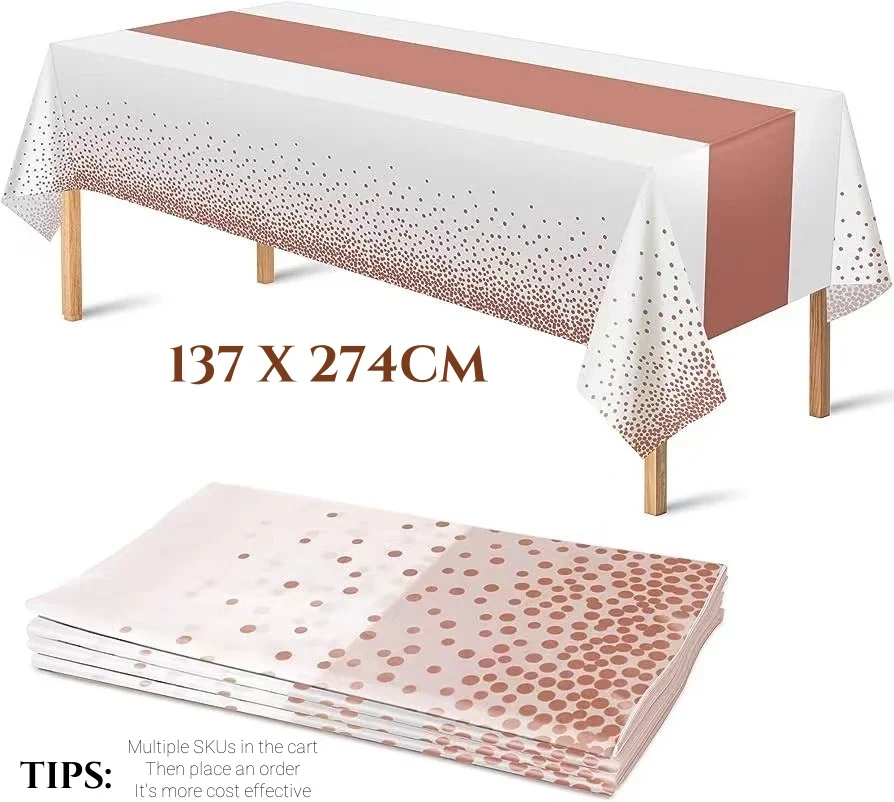 Rose Gold Party Tableware Kit Table Cloth Knife Fork Spoon Paper Cup Plate Straws Baby Shower Wedding Birthday Party Decorations view 6