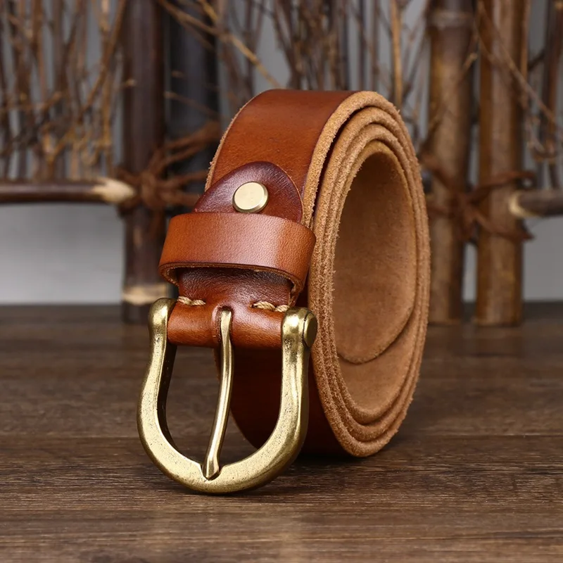 New Men's Fashion Belt Italian Imported Thick Top Layer Cowhide Belt Genuine Leather Pin Buckle Versatile Men's Jeans Belt