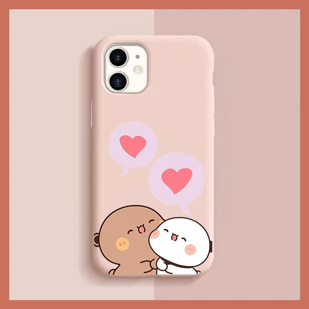 BuBu DuDu Cartoon Phone Case for iPhone 14 11 12 13 Mini Pro Xs Max 8 7 6 6S Plus X XR Solid Candy Color Case