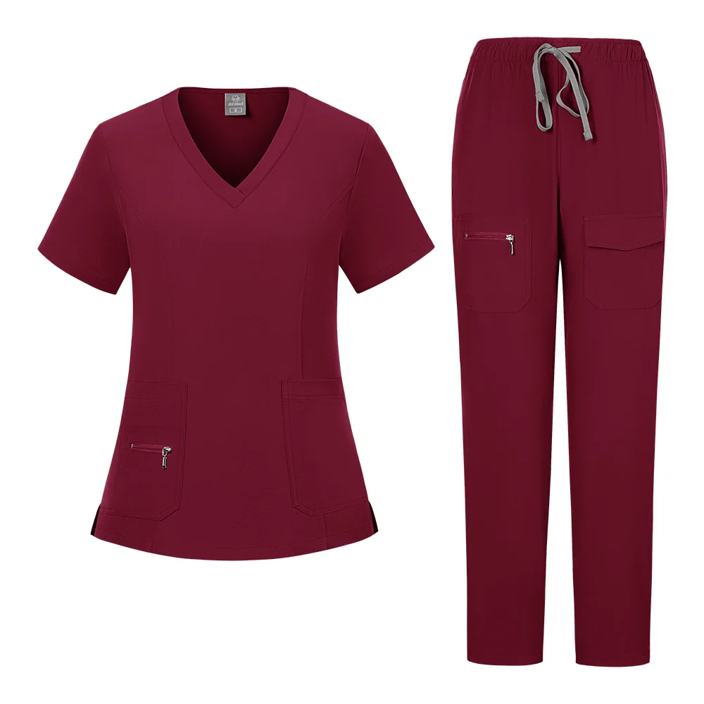 도매 의료 유니폼 조깅 슈트 의사 간호사 스크럽 세트 병원 외과 작업복 여러 가지 빛깔의 여성 스크럽 정장 착용