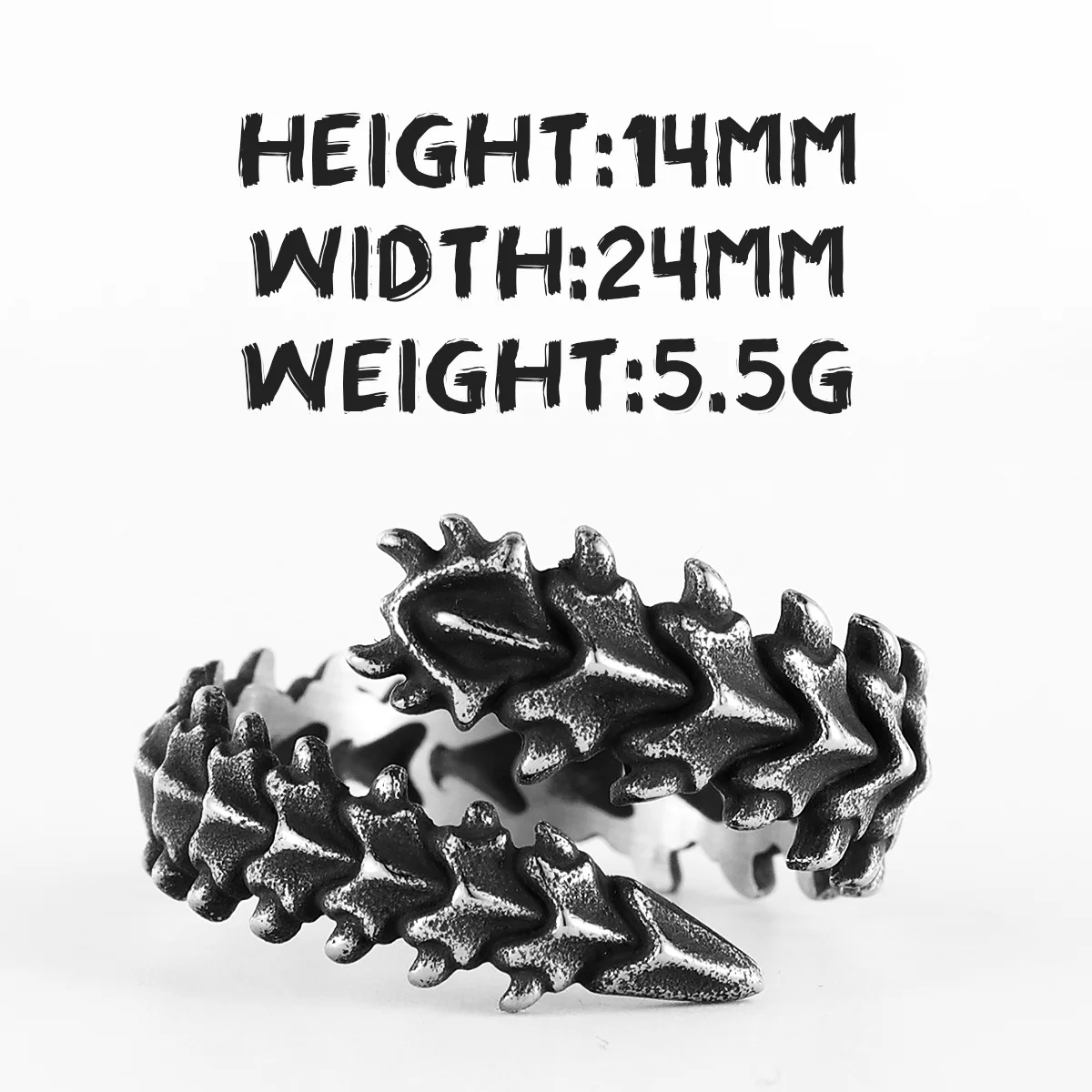 Eivil Dragon Spine Men Rings Stainless Steel Women Jewelry Punk Rock Vintage Black Cool Stuff Fashion Accessories Gift Wholesale view 6
