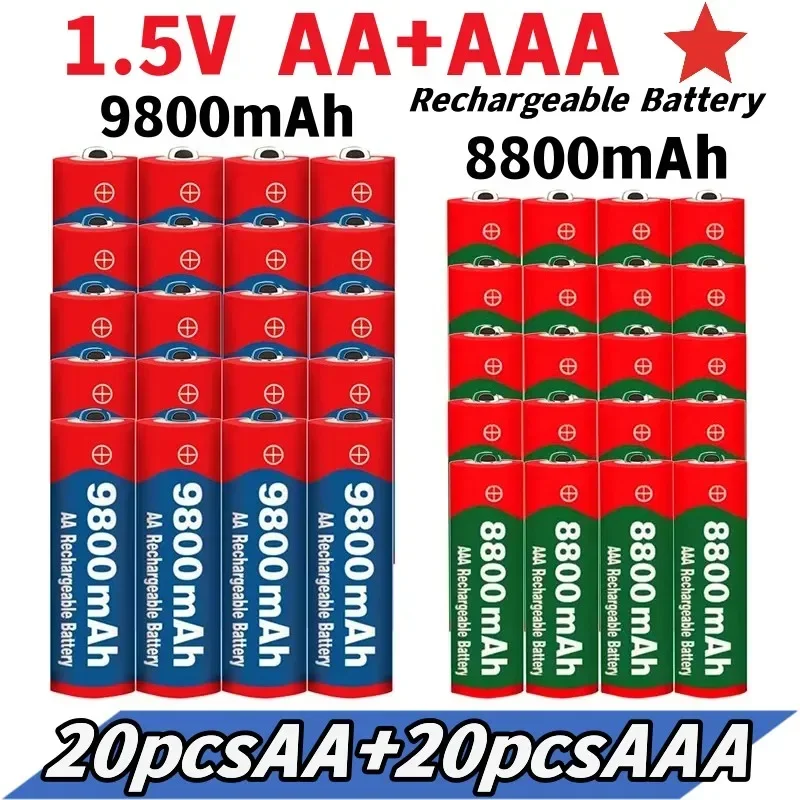 

New 1.5V AA 9800 MAh+1.5V AAA 8800 MAh Alkaline1.5V Rechargeable Battery for Clock Toys Camera Battery