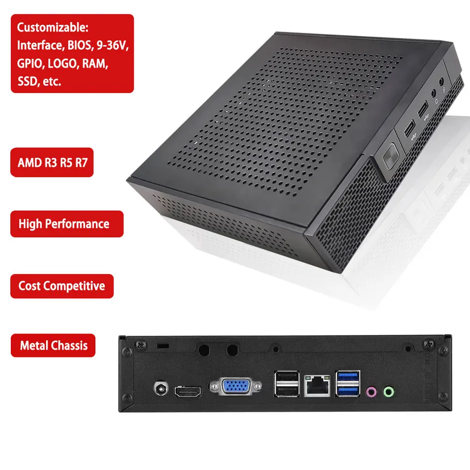 공장 64GB NVME 5700U 5500U 5300U 저렴한 사무용 미니-PC 소형 마이크로 PC 미니 컴퓨터 AMD R3 R5 R7 AMD 미니 PC 썸네일 7