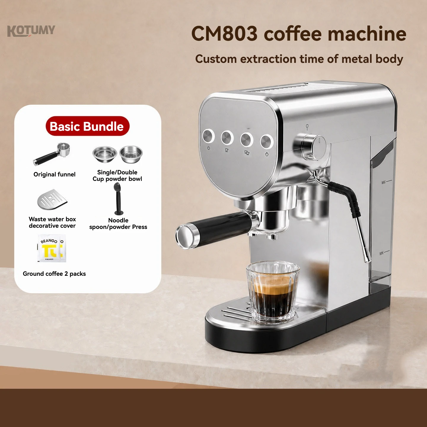 Semi-automatic Espresso Coffee Machine One-Touch Americano Temperature Adjustable 20Bar Cold Coffee Maker Cappuccino