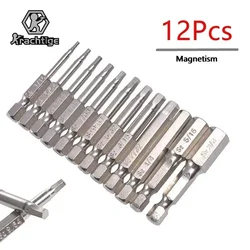 12pcs 50mm English System Electroplated Screwdriver Drill Bit Set Strong Magnetic Hexagon Screwdriver Head Set Hand Tool