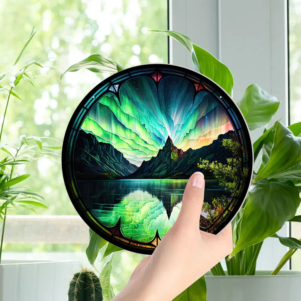 Glass Pattern Hummingbird Stained Window Hangings Colorful Flower Suncatchers Windows Birds Window Hangings Chain Decor Props