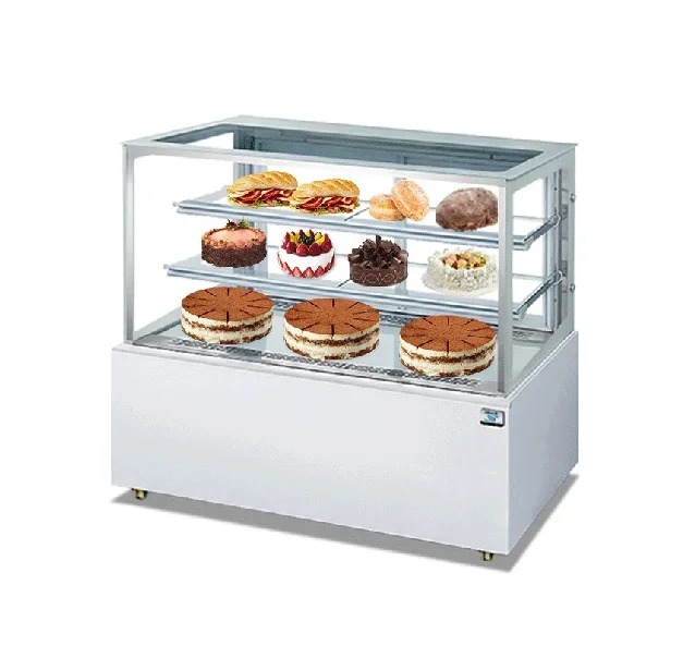 

Transparent Curved Glass Cake Showcase Fridge Bakery Pastry Cake Stand Up Display Refrigerator