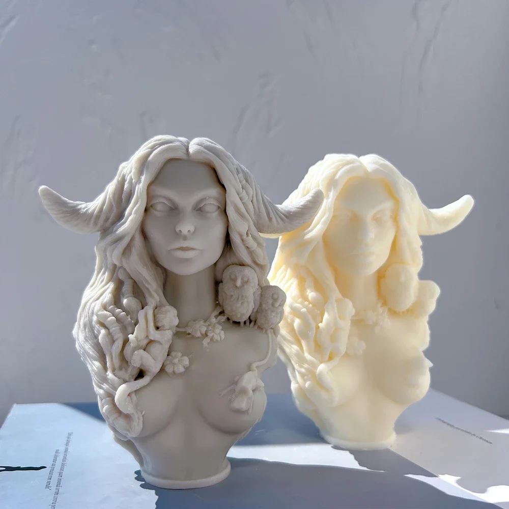 

Lady Statue Candle Mold Goddess Bust Silicone Molds Greek Art Woman Sculpture Wax Tool