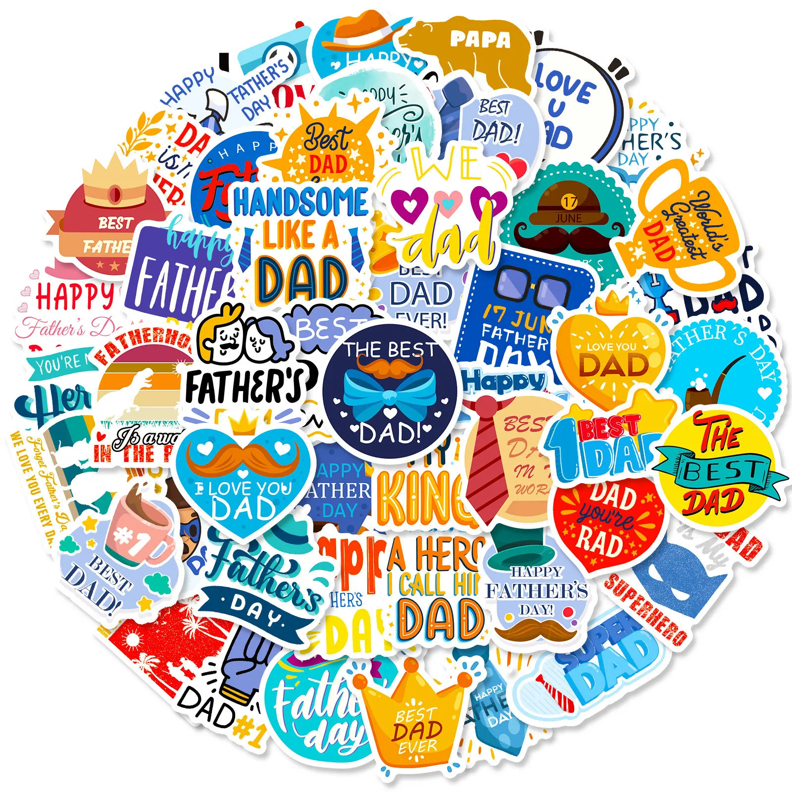 10/25/50pcs Father\'s Day Words Graffiti Stickers for DIY Envelope Gift Decor Suitcase Water Bottle Phone Laptop Scrapbooking