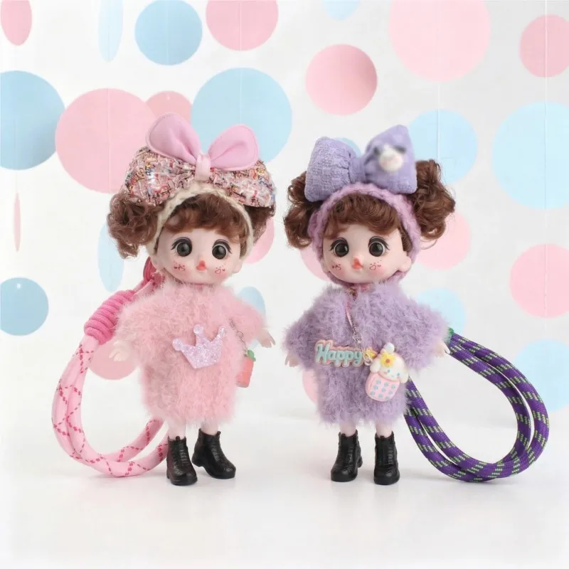 

16cm Sweater Big-Eyed Doll Keychain Cartoon Fashion Dress Up Mini Princess Doll Toy Exquisite Keychain Car Keychain Bag Charm