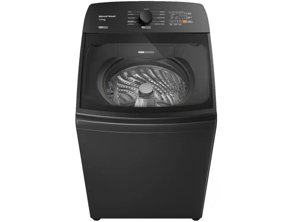 Lavadora de Roupas Brastemp 14kg Cesto Inox 12 Programas de Lavagem Cinza Platinum BWJ14A9 - 220V