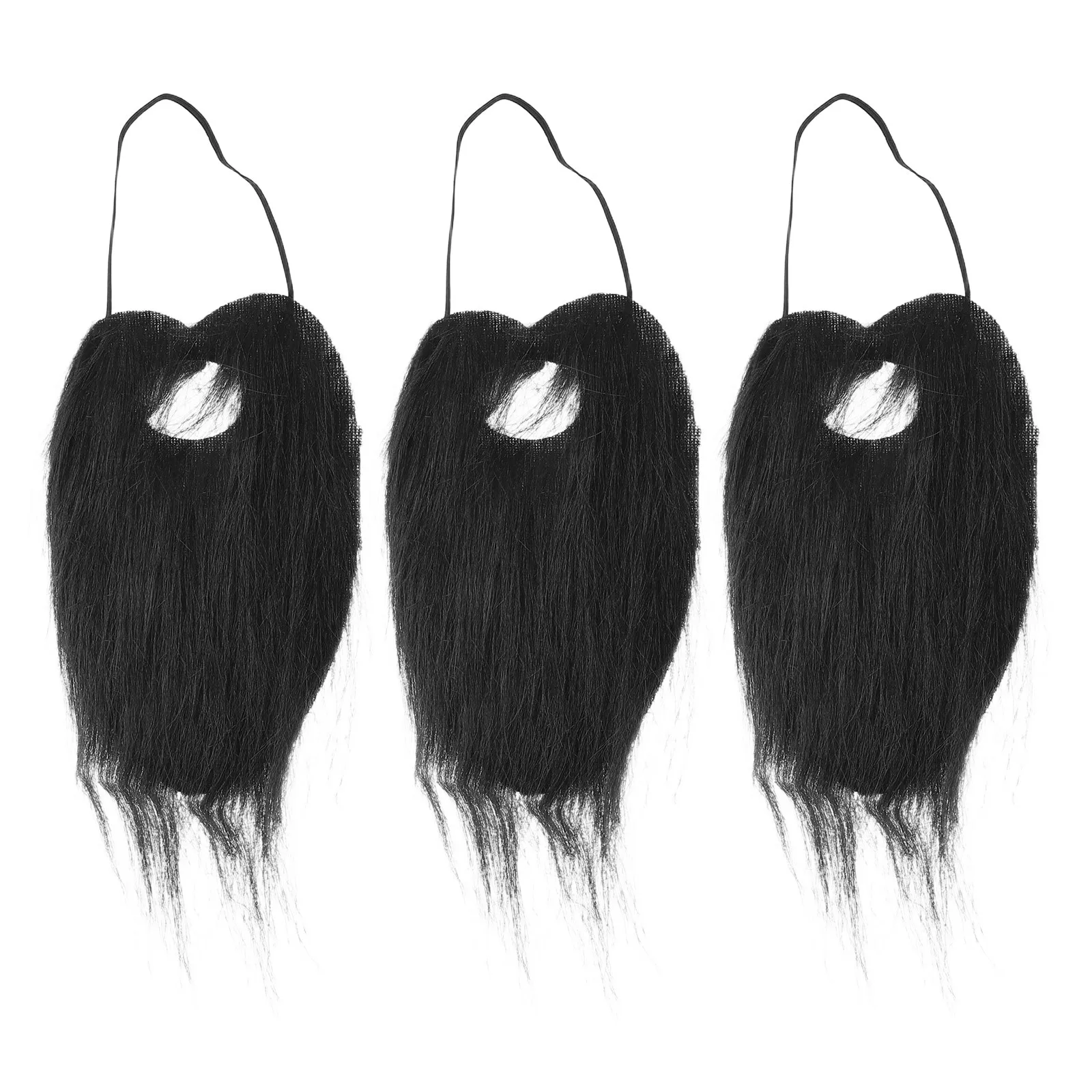 3 قطع من أزياء اللحية المزيفة للرجال الواقعية، إكسسوار أزياء الهالوين التنكرية للحفلات التنكرية، زي اللحية السوداء #3