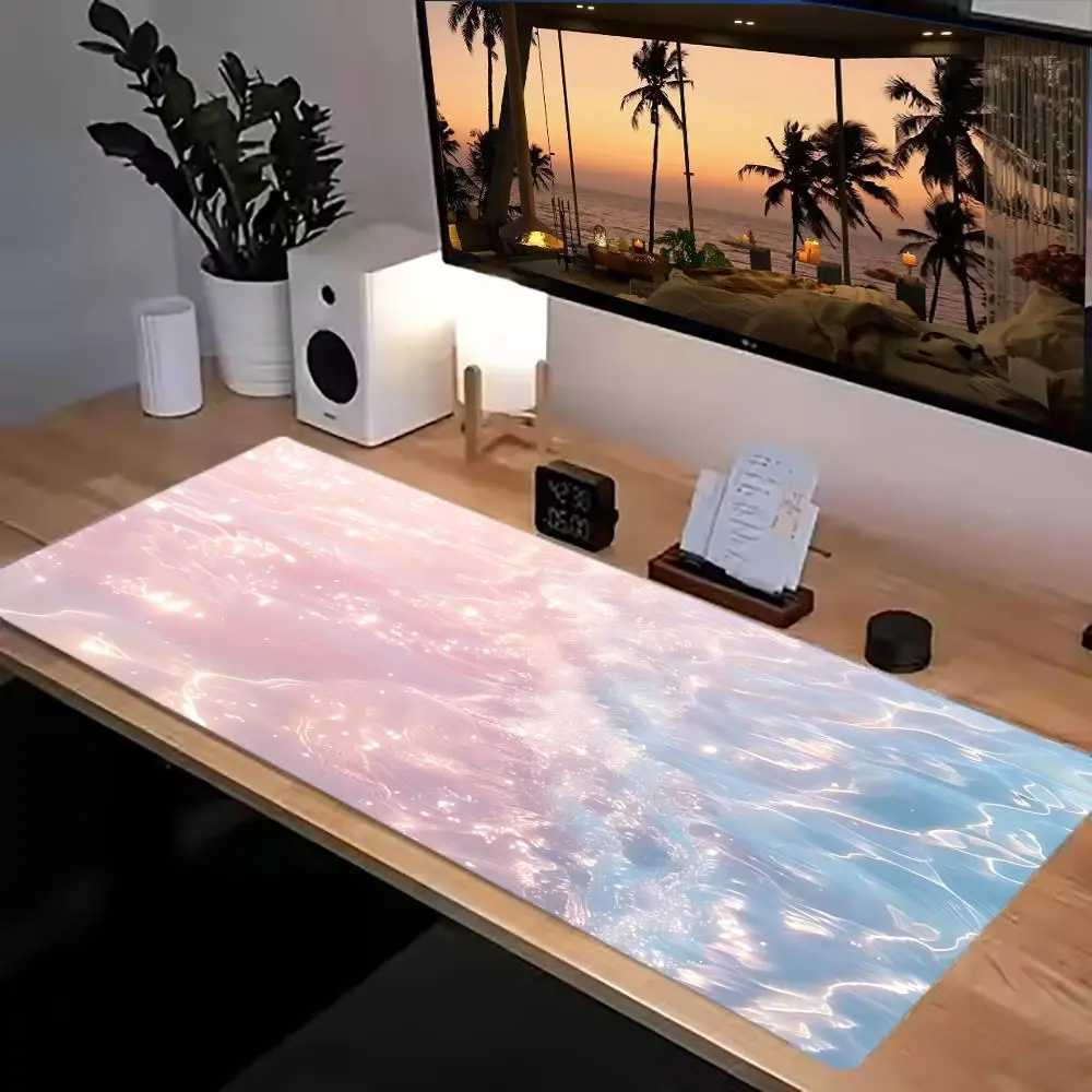 Non-Slip Rubber Shiny Ocean Wave Table Mat Mousepad For Bedroom   Laptop Large Size Keyboard pad Office Desktop